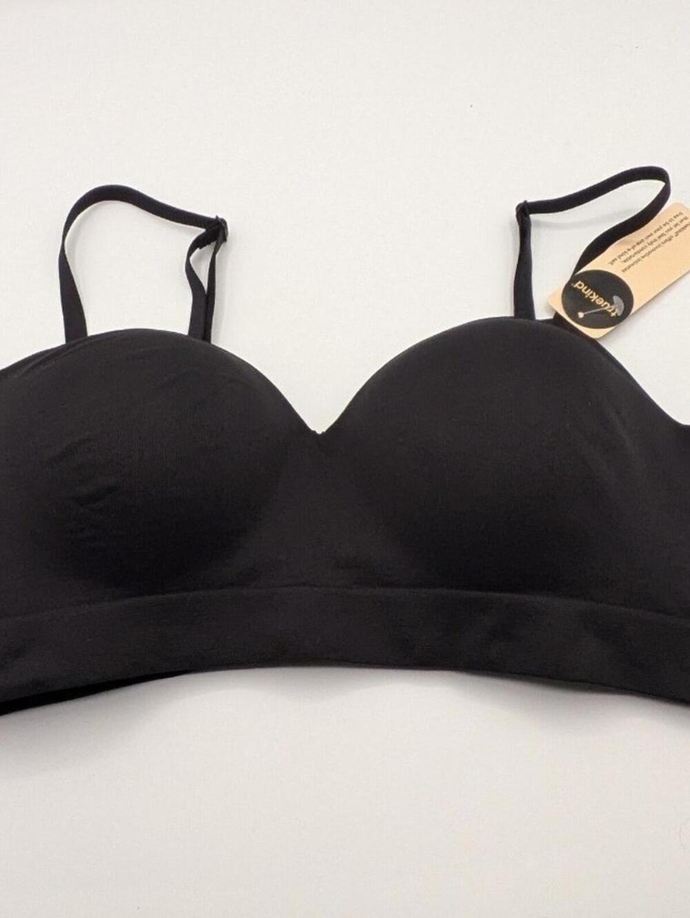 NEW Truekind $55 Large Black Supportive Comfort Wireless Shaping Bra Style 10210
